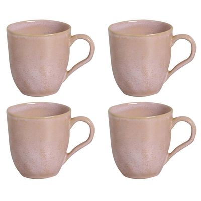 Conjunto 4 Canecas Rosa 273ml Orgânico Litchi Porto Brasil Xícaras Mesa Posta Café da Manhã