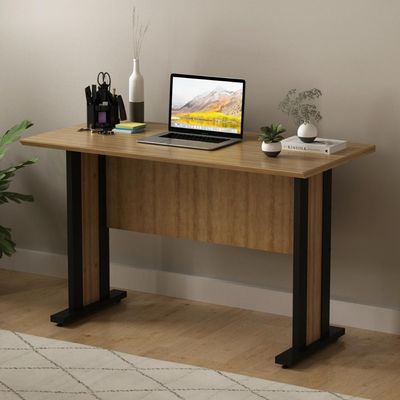Mesa de Escritório 117cm Tampo 25mm  ME4194 Amêndoa/Preto