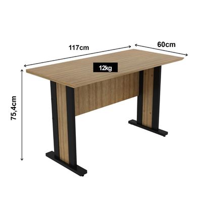 Mesa de Escritório 117cm Tampo 25mm  ME4194 Amêndoa/Preto