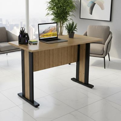 Mesa de Escritório 117cm Tampo 25mm  ME4194 Amêndoa/Preto