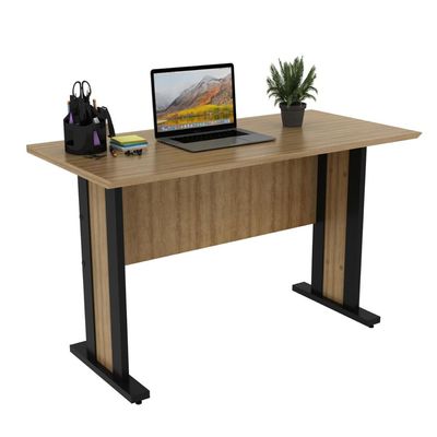 Mesa de Escritório 117cm Tampo 25mm  ME4194 Amêndoa/Preto