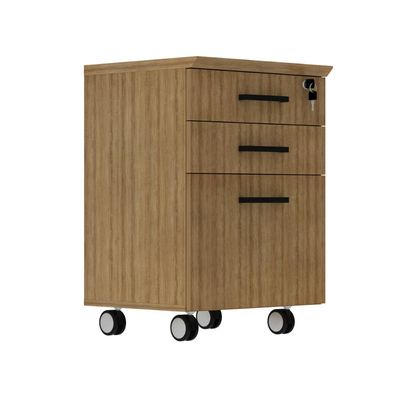 Gaveteiro Arquivo 3 Gavetas 45,8cm com Rodízio e Chave ME4196 Amêndoa