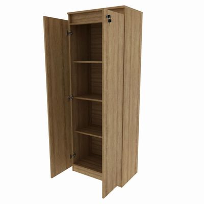 Armário Multiuso 60x160,5cm com 3 Prateleiras 2 Portas e Chave AM3110 Amêndoa