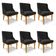 Kit 06 Cadeiras de Jantar Liz Suede Preto Base Fixa Madeira Castanho D03 - D'Rossi