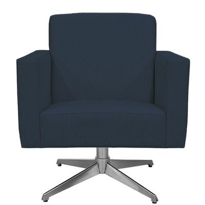 Kit 02 Poltronas Decorativas Base Giratória Sala de Estar Helô L02 Suede Azul Marinho - Lyam Decor