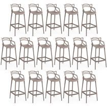 Kit 16 Banquetas Allegra Com Encosto Design Cozinha/bancada - Fendi