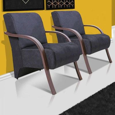 Kit 2 Poltronas Vênus 1 Lugar Suede Grafite