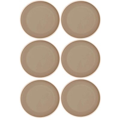 Kit 6 Pratos Raso Melamina Class Bege 27cm Wolff Cozinha Servir Mesa Posta Jantar Almoço
