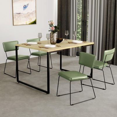 Kit 2 Cadeiras Decorativa Estofada Sala De Jantar Base Aço Allana L02 Facto Verde Musgo - Lyam Decor