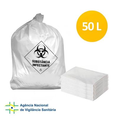 Saco De Lixo Reforçado Hospitalar 50 Litros - 100 Unidades
