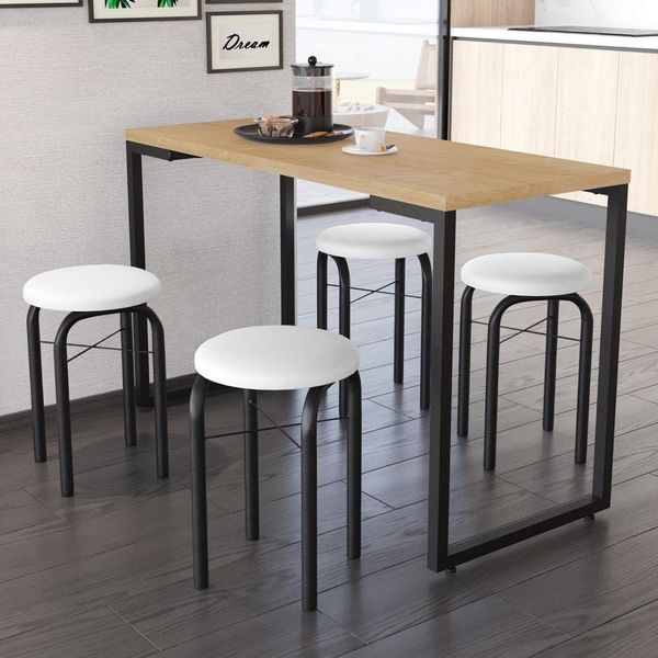 Conjunto Mesa De Cozinha 120cm 4 Banquetas Nature