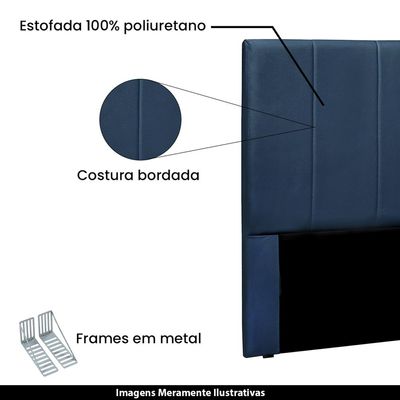 Cabeceira Decorativa King Size 1,95M Erza Veludo Azul Marinho - Gran Belo