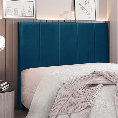 Cabeceira Decorativa King Size 1,95M Erza Veludo Azul Marinho - Gran Belo