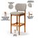 Kit 6 Banquetas Alta Bar Cozinha Sala Jantar Fixa Betta L02 Imbuia Linho Bege - Lyam Decor