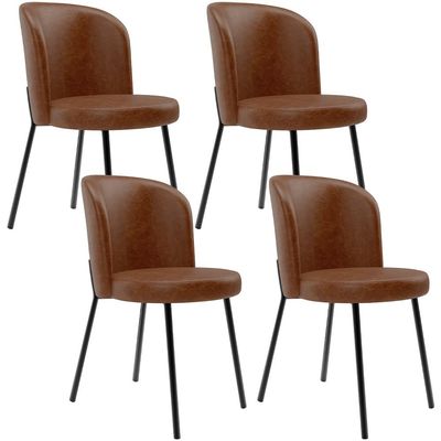 Kit 4 Cadeiras Sala de Jantar Estofada Gavi L02 Couríssimo Marrom - Lyam Decor