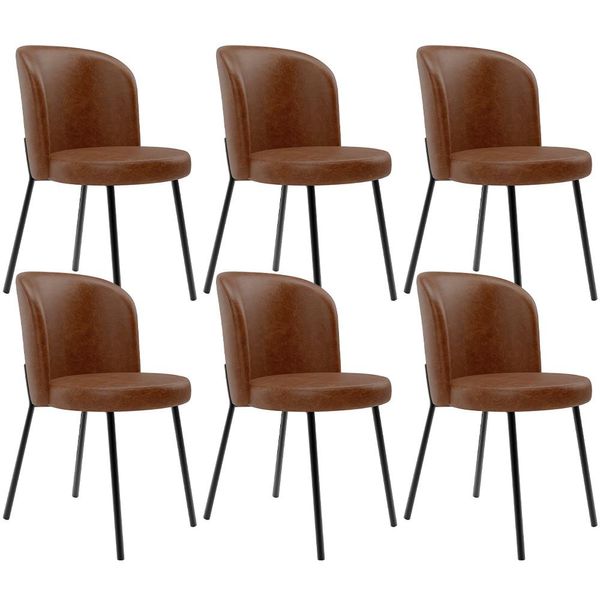 Kit 6 Cadeiras Sala de Jantar Estofada Gavi L02 Couríssimo Marrom - Lyam Decor