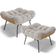 Kit 2 Puff's Decorativos Sala de Estar Costela L02 Bouclê Creme - Lyam Decor