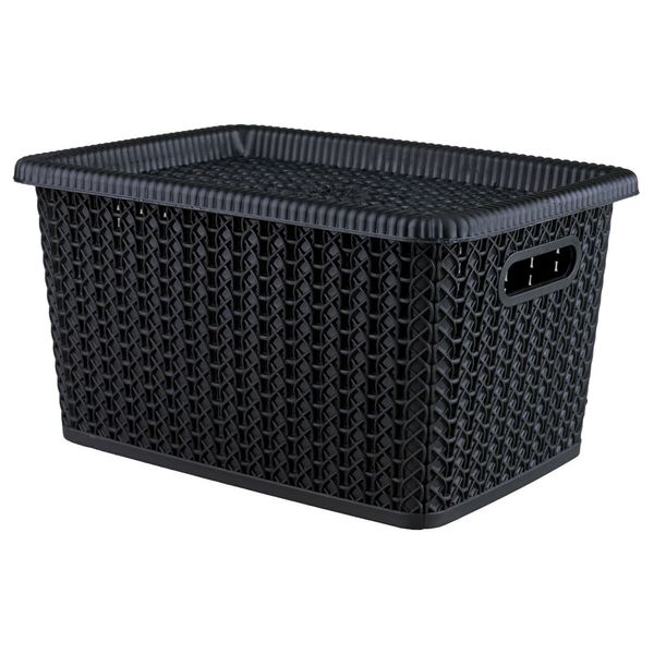 Caixa Organizadora São Bernardo Rattan em Plástico Preta 5L