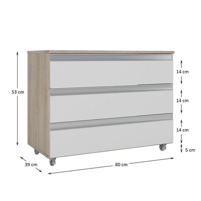 Gabinete Banheiro Rodinhas Joia 80cm 03 Gavetas Madeirado Branco