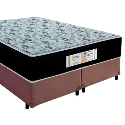 Cama Box Queen Bipartido Sintético + Colchão Molas Ensacadas Sereneprime Sonnolux 158x198x65 Marrom