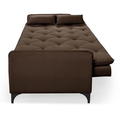 Sofá Cama Yara 3 Lugares Reclinável 2,08m Suede Marrom