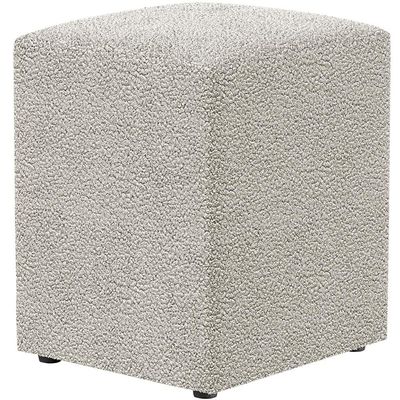 Kit 03 Puffs Quadrado Decorativo L02 Bouclê Creme - Lyam Decor