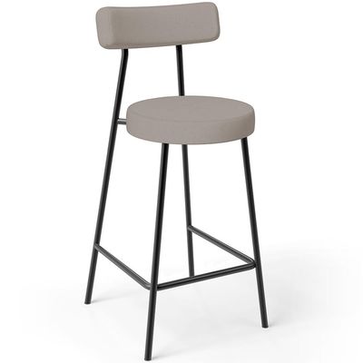 Kit 05 Banquetas Baixa Para Cozinha Sala De Jantar Bancada Milão L02 Linho Bege - Lyam Decor