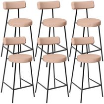 Kit 06 Banquetas Baixa Para Cozinha Sala De Jantar Bar Bancada Milão L02 Linho Rosê - Lyam Decor