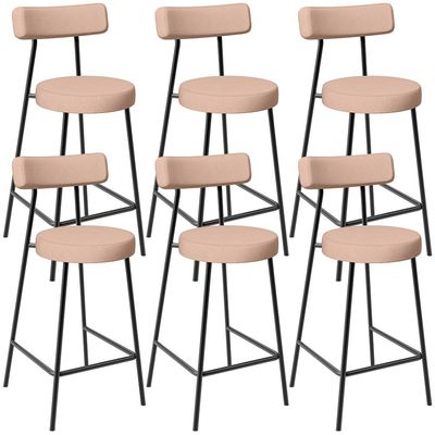 Kit 06 Banquetas Baixa Para Cozinha Sala De Jantar Bar Bancada Milão L02 Linho Rosê - Lyam Decor