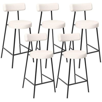Kit 05 Banquetas Baixa Para Cozinha Sala De Jantar Bancada Milão L02 Linho Cru - Lyam Decor