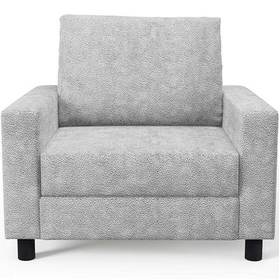 Poltrona Decorativa Para Sala De Estar E Recepção Malta L02 Bouclê Cinza - Lyam Decor
