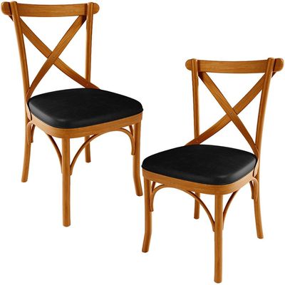 Kit 02 Cadeiras Para Sala de Jantar e Estar Living Estofada Ávila L02 Couríssimo Preto - Lyam