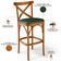 Kit 05 Banquetas Altas Cozinha Bancada Sala Jantar Estofada Ávila L02 Couríssimo Verde Musgo - Lyam