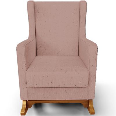 Poltrona de Amamentação com Balanço Mavie L02 Linho Rosê - Lyam Decor