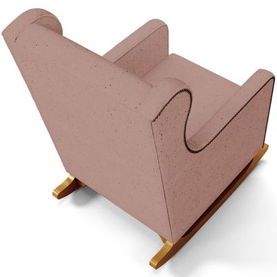 Poltrona de Amamentação com Balanço Mavie L02 Linho Rosê - Lyam Decor