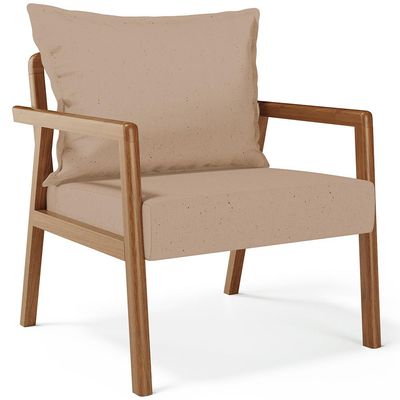 Poltrona Decorativa Para Sala de Estar e Living Alícia B04 Linho Bege Escuro - Lyam Decor