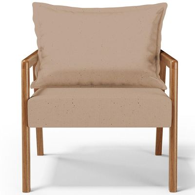 Poltrona Decorativa Para Sala de Estar e Living Alícia B04 Linho Bege Escuro - Lyam Decor
