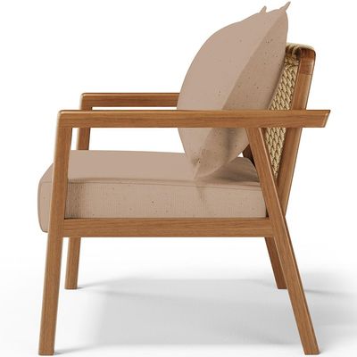 Poltrona Decorativa Para Sala de Estar e Living Alícia B04 Linho Bege Escuro - Lyam Decor