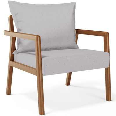 Poltrona Decorativa Para Sala de Estar e Living Alícia B04 Linho Cinza - Lyam Decor