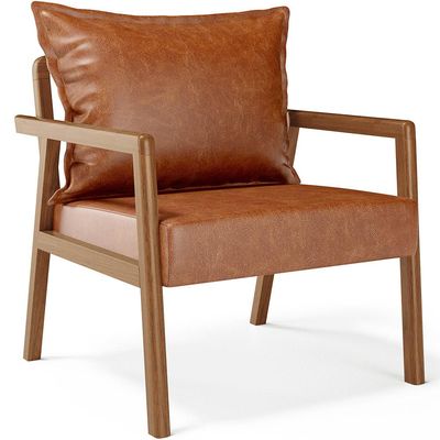 Poltrona Decorativa Para Sala de Estar e Living Alícia B04 Couríssimo Camel - Lyam Decor