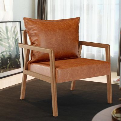 Poltrona Decorativa Para Sala de Estar e Living Alícia B04 Couríssimo Camel - Lyam Decor