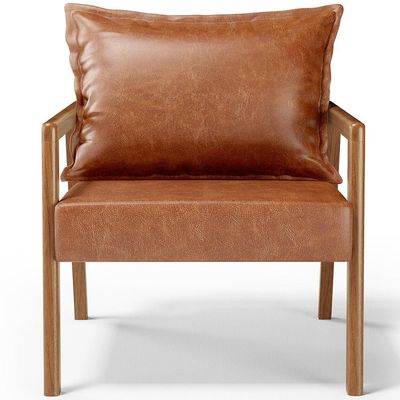 Poltrona Decorativa Para Sala de Estar e Living Alícia B04 Couríssimo Camel - Lyam Decor