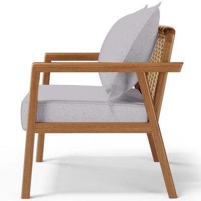 Poltrona Decorativa Para Sala de Estar e Living Alícia B04 Linho Cinza - Lyam Decor