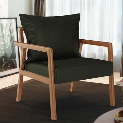 Poltrona Decorativa Para Sala de Estar e Living Alícia B04 Couríssimo Verde Musgo - Lyam Decor