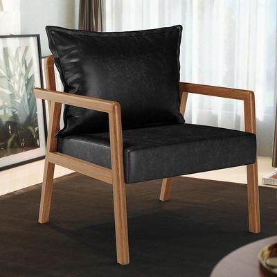 Poltrona Decorativa Para Sala de Estar e Living Alícia B04 Couríssimo Preto Brilho - Lyam Decor
