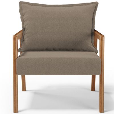 Poltrona Decorativa Para Sala de Estar e Living Alícia B04 Bouclê Bege - Lyam Decor