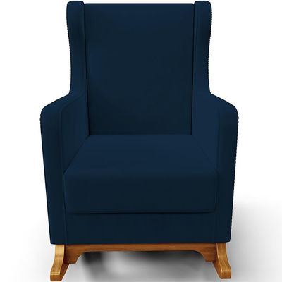 Poltrona de Amamentação com Balanço Mavie L02 Suede Azul Marinho - Lyam Decor