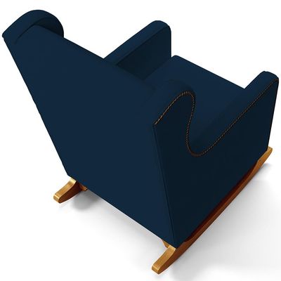 Poltrona de Amamentação com Balanço Mavie L02 Suede Azul Marinho - Lyam Decor