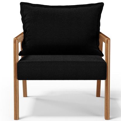 Poltrona Decorativa Para Sala de Estar e Living Alícia B04 Bouclê Preto - Lyam Decor