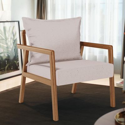 Poltrona Decorativa Para Sala de Estar e Living Alícia B04 Linho Bege - Lyam Decor